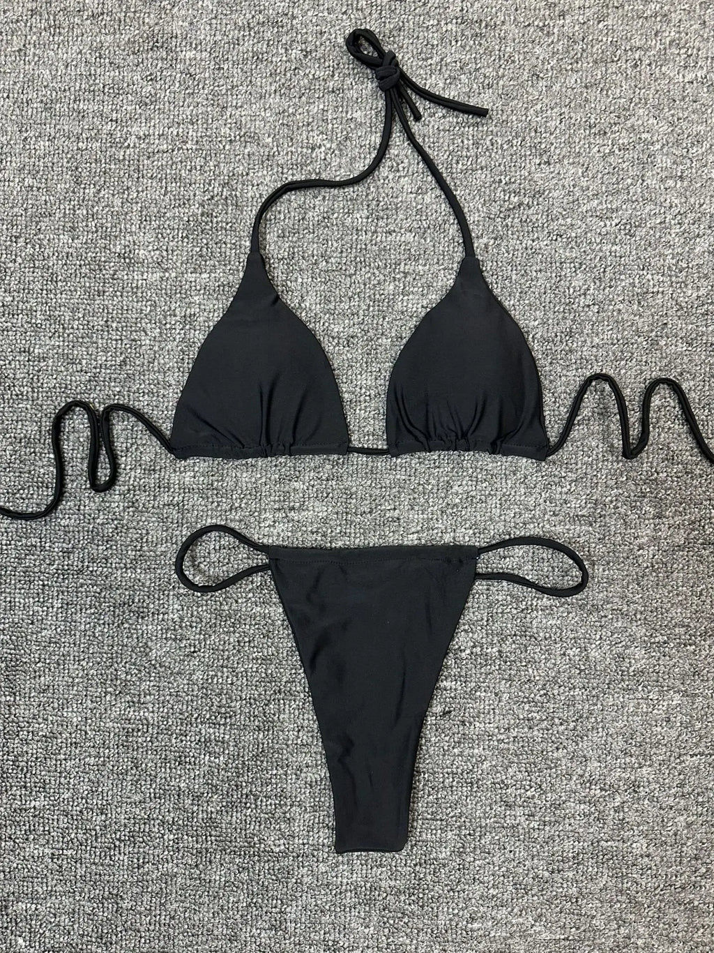 Maillot de bain deux pièces sexy pour femme, couleur unie, style tendance/ensemble.
