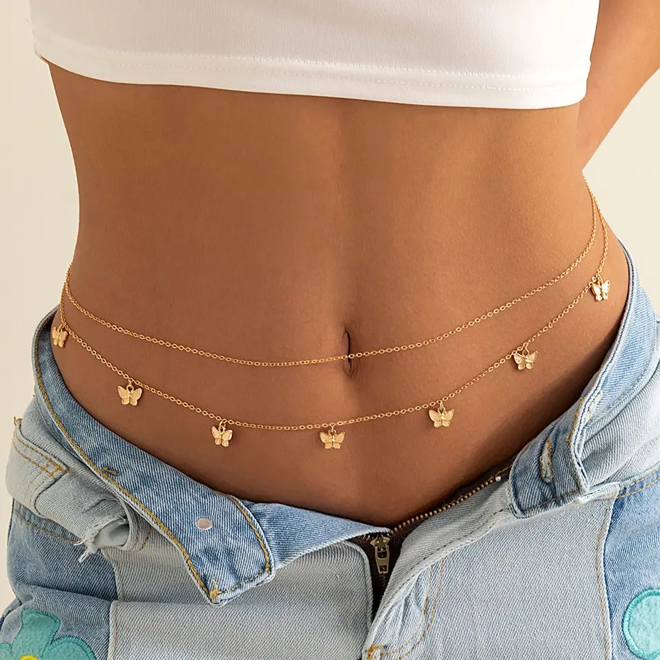 Chaîne de taille papillon rétro et mignonne pour femme.