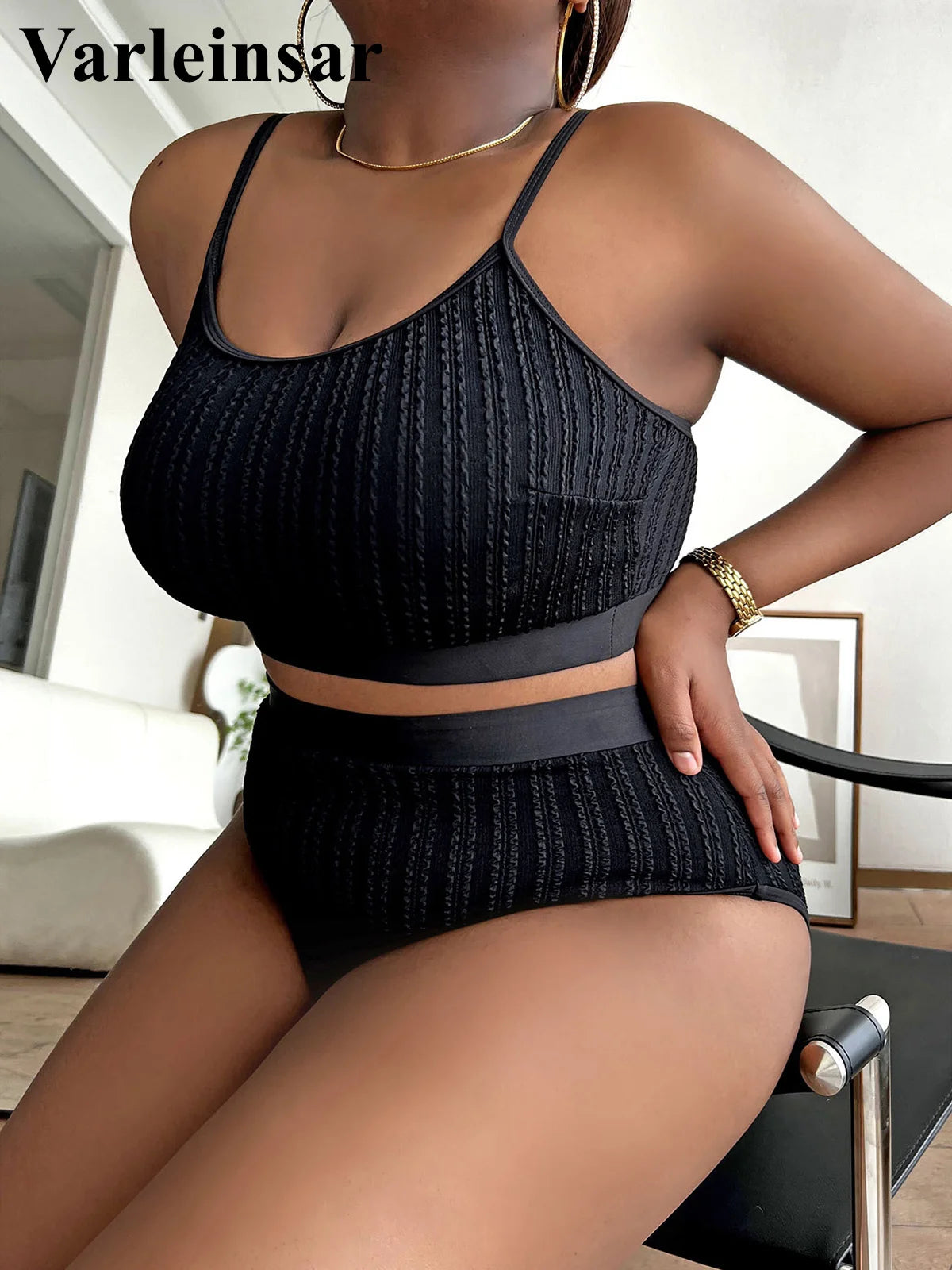 Bikini côtelé grandes tailles (XL à 4XL) - Maillot de bain deux pièces pour femme.