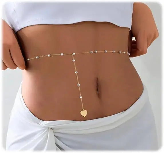 Chaînes de taille étanches pour femmes, plaquées or, en acier inoxydable, ornées de perles cubaines et de perles satellites. Bijou de corps pour ceinture abdominale.
