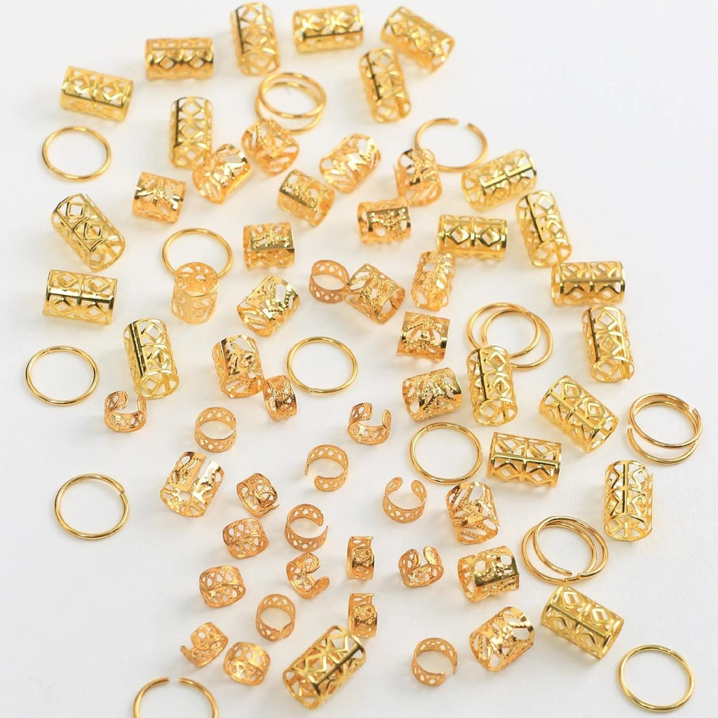 80 anneaux à cheveux ajourés, accessoires de coiffure DIY, bijoux pour tresses, dreadlocks et tresses.