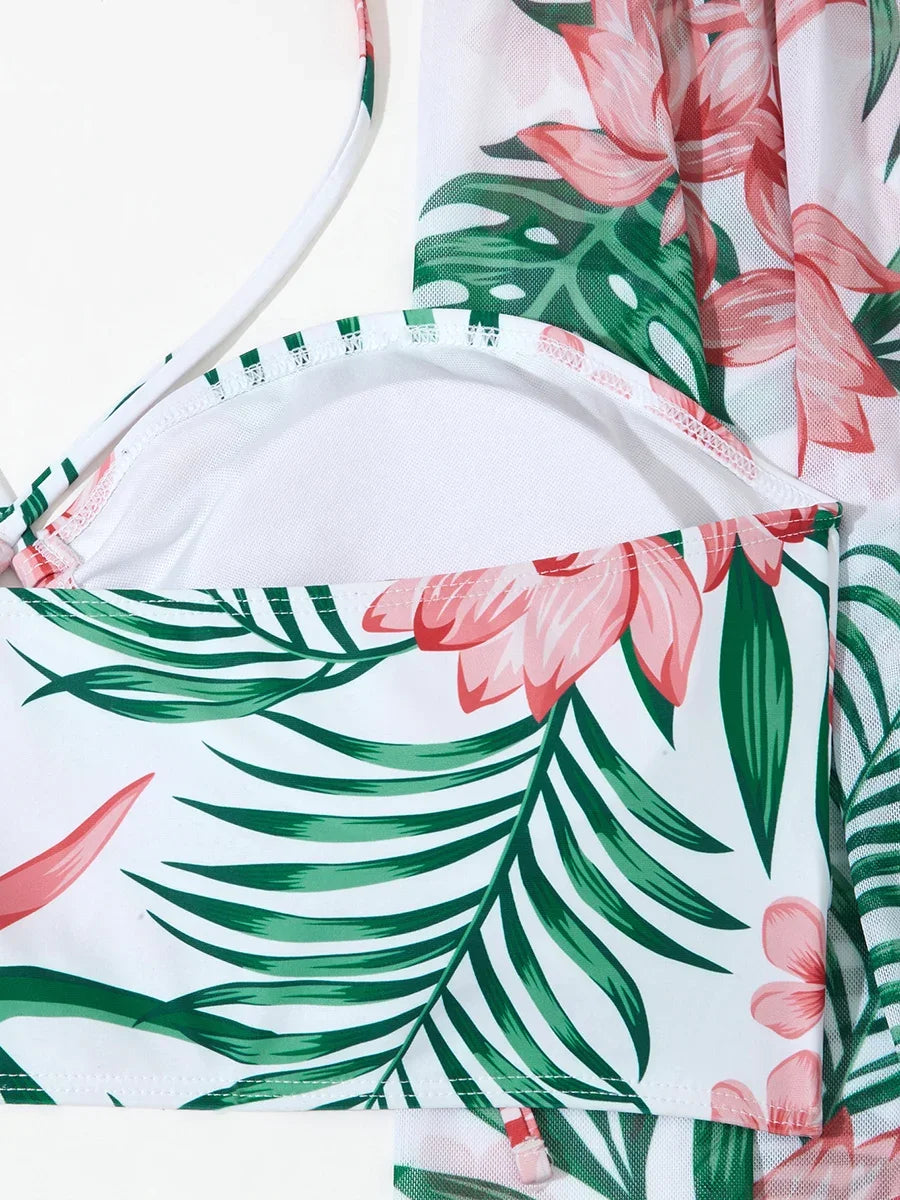 Bikini dos nu grande 2026, jupe longue, maillot de bain 3 pièces taille haute pour femme.