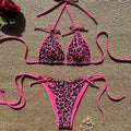 Maillot de bain bikini léopard sexy à bretelles push-up, ensemble bikini trois points, taille basse, maillot de bain d'été dos nu.