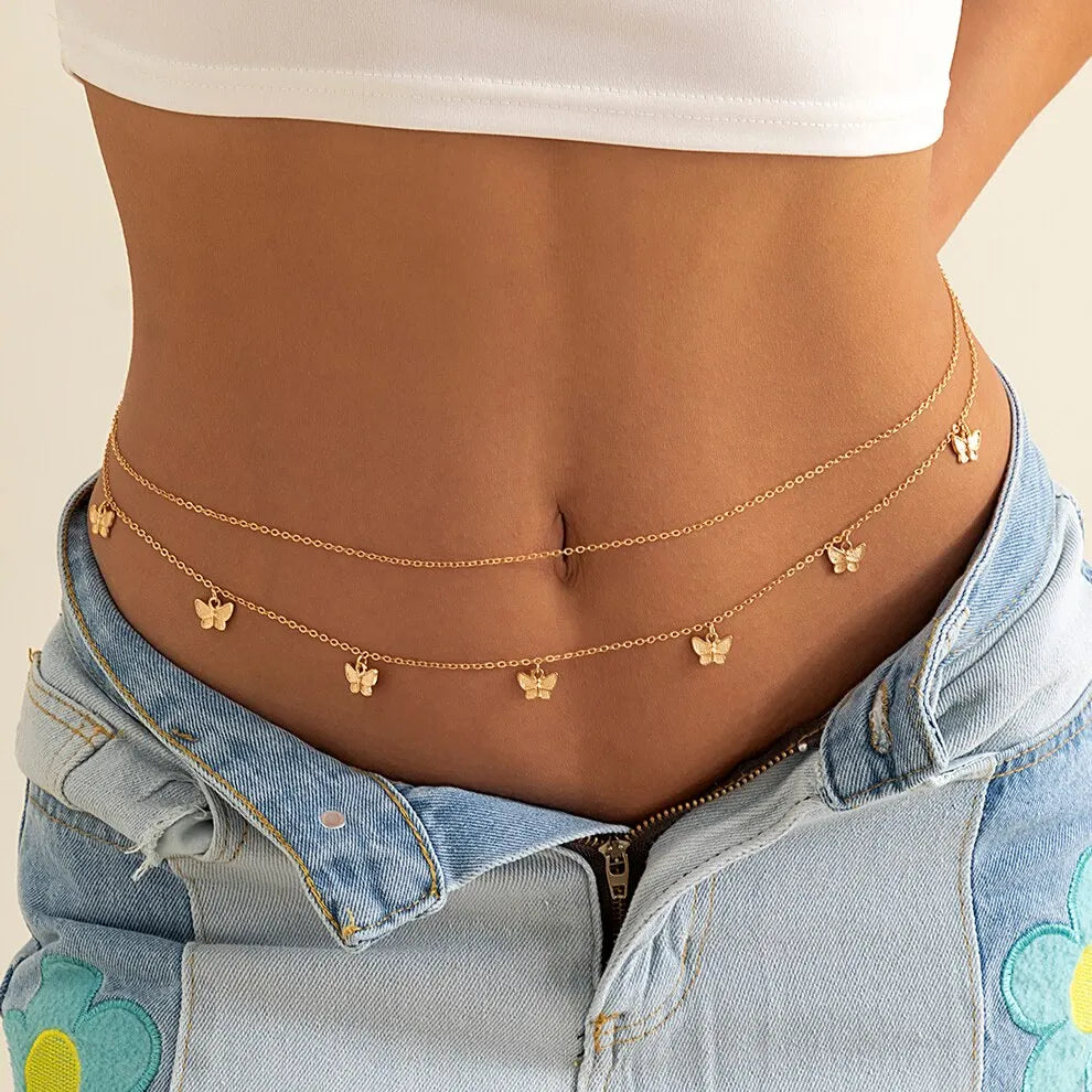 Chaîne de taille papillon rétro et mignonne pour femme.