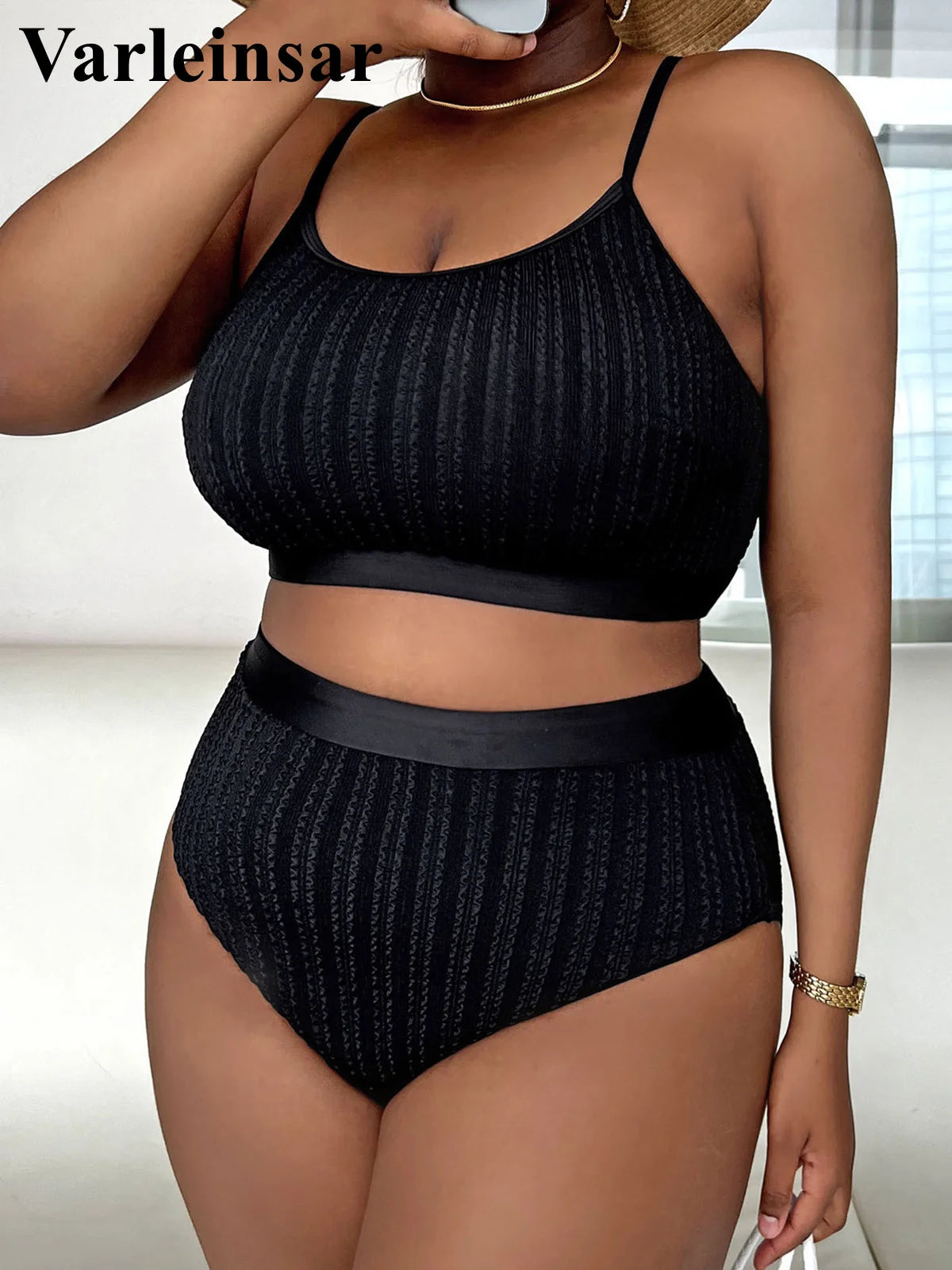 Bikini côtelé grandes tailles (XL à 4XL) - Maillot de bain deux pièces pour femme.