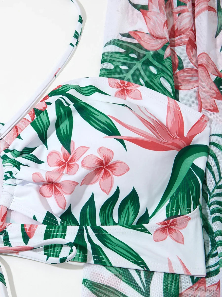 Bikini dos nu grande 2026, jupe longue, maillot de bain 3 pièces taille haute pour femme.