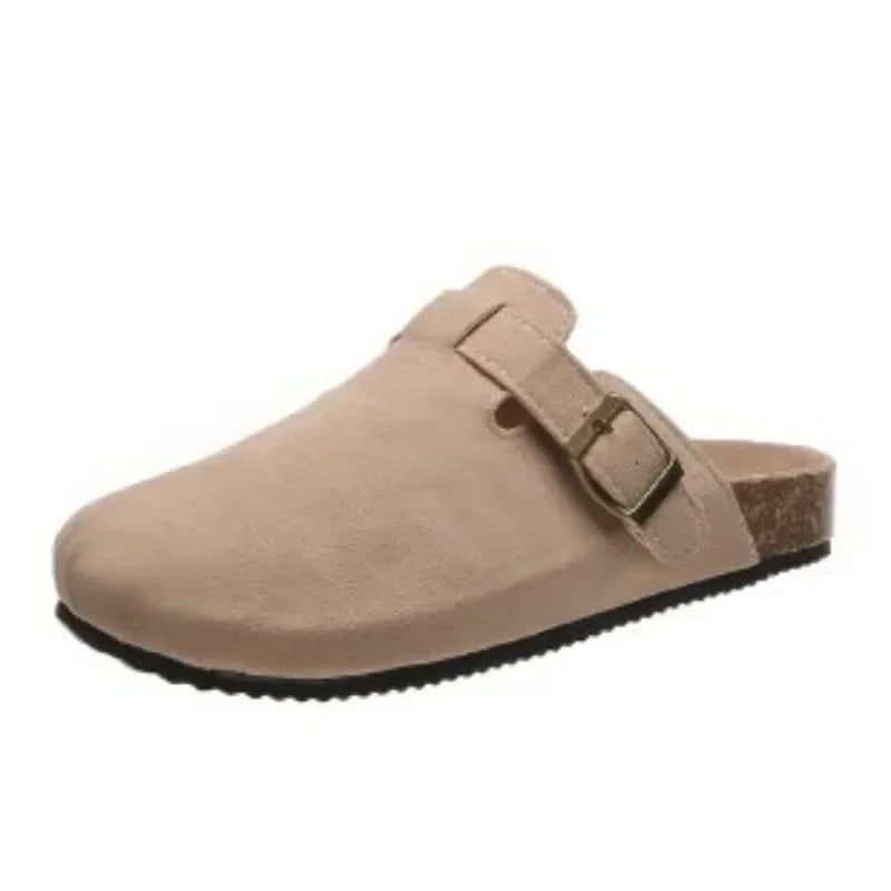 Chaussures pour femmes, pantoufles fermées, sabots en cuir suédé de vachette, nouveautés.