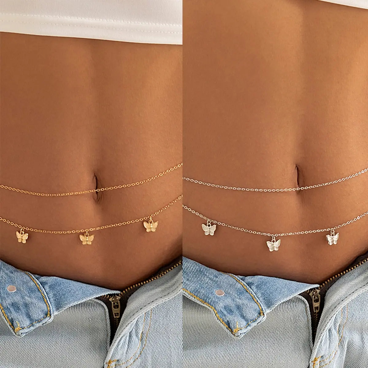 Chaîne de taille papillon rétro et mignonne pour femme.