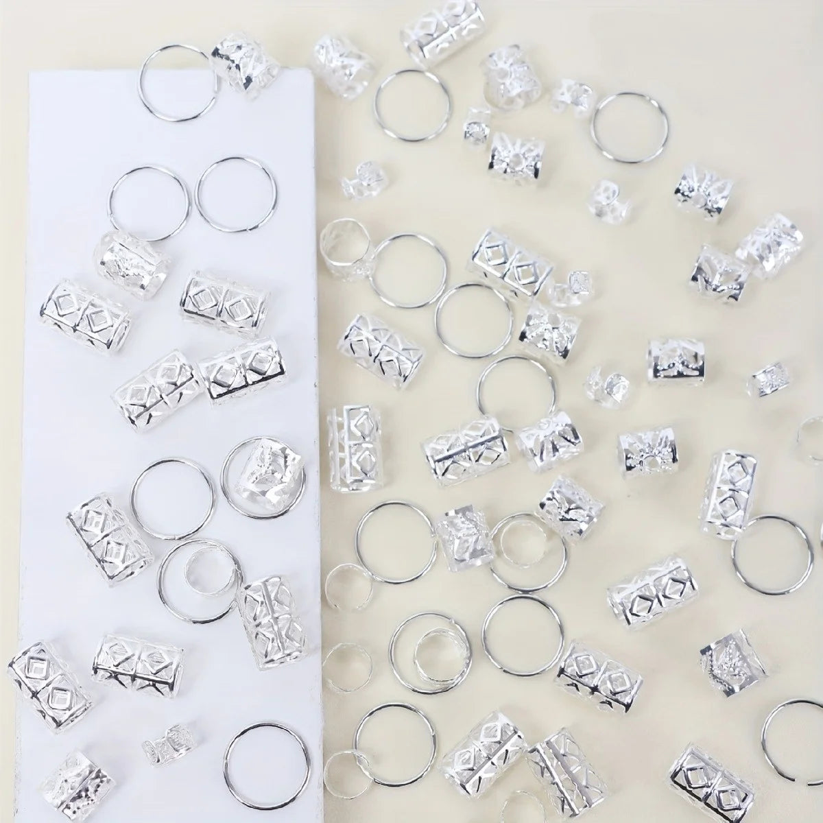 80 anneaux à cheveux ajourés, accessoires de coiffure DIY, bijoux pour tresses, dreadlocks et tresses.