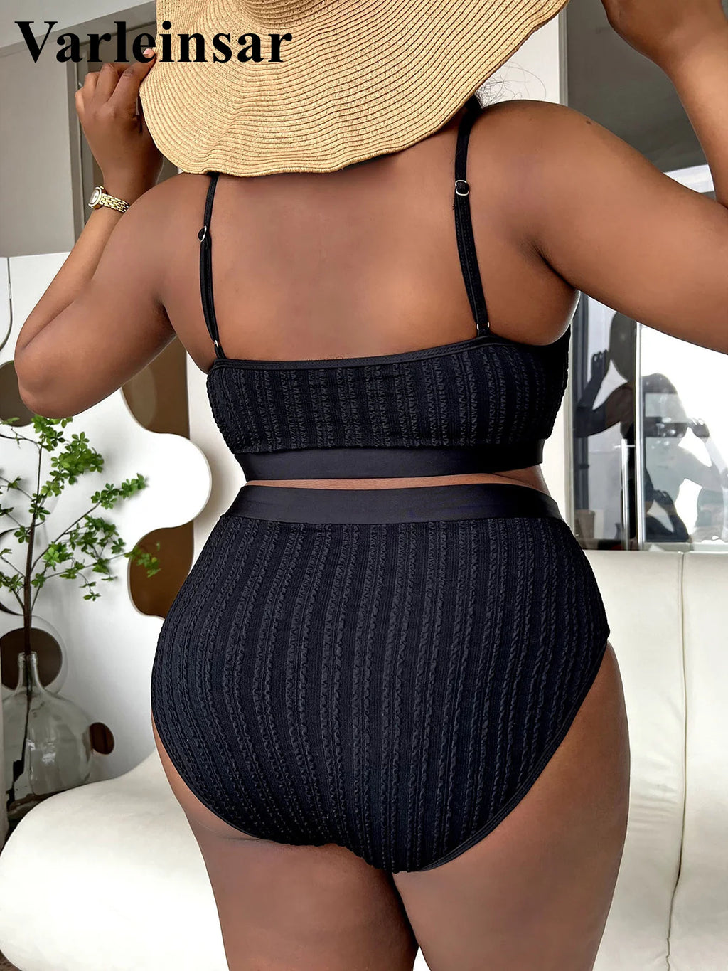 Bikini côtelé grandes tailles (XL à 4XL) - Maillot de bain deux pièces pour femme.
